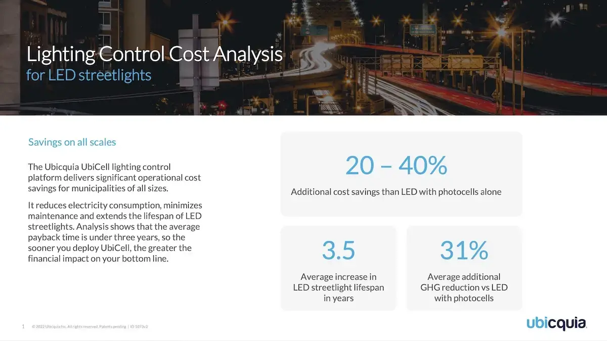 Ubicquia Lighting Control Cost_Analysis Business Brief cover